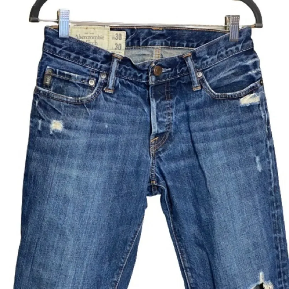 Abercrombie & Fitch button fly slim straight distressed jeans 30 X 30